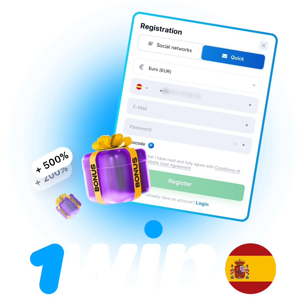 Registrarse en 1win España lleva unos minutos.