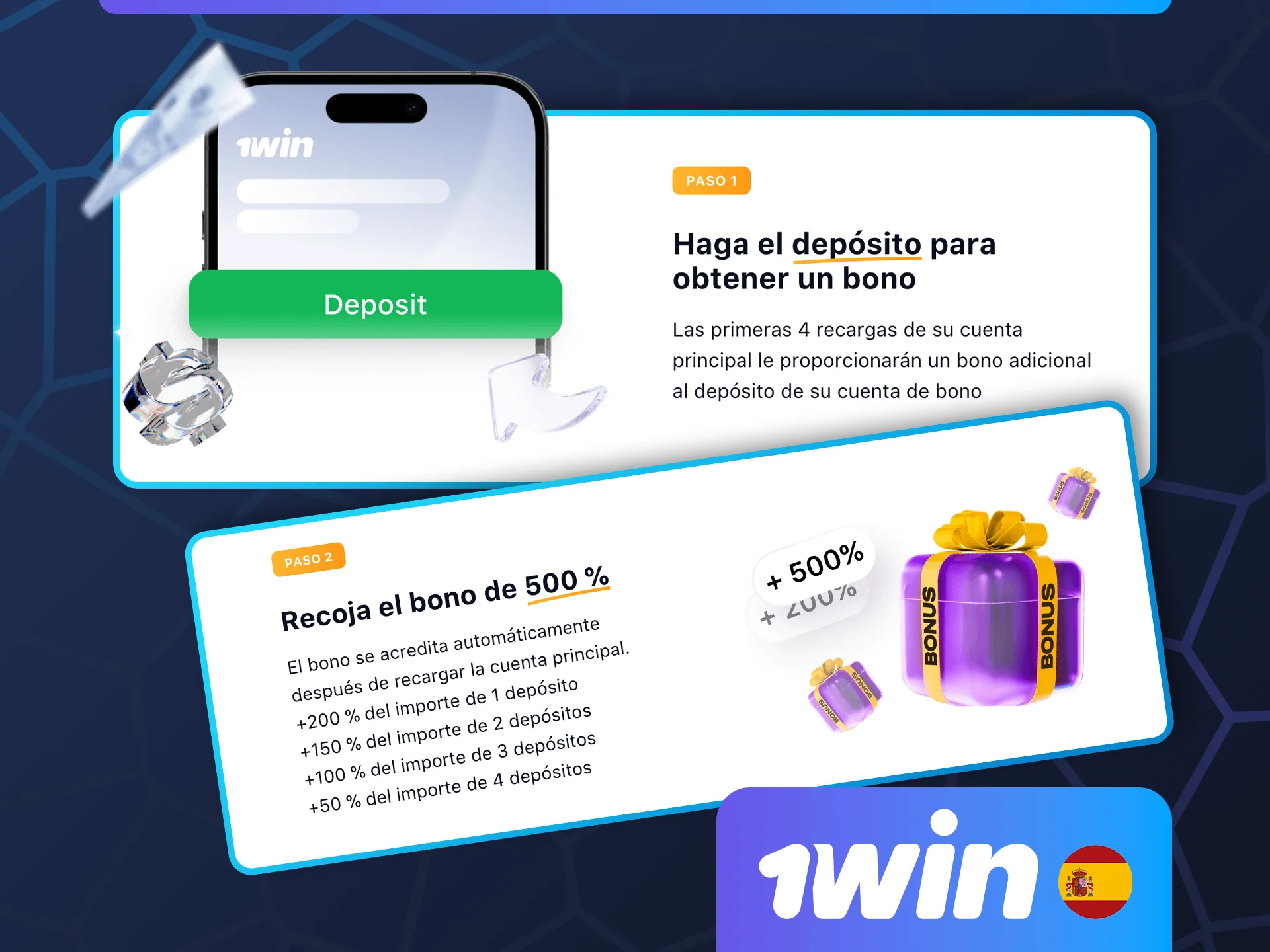 Sigue estas instrucciones para recibir el bono 1win.