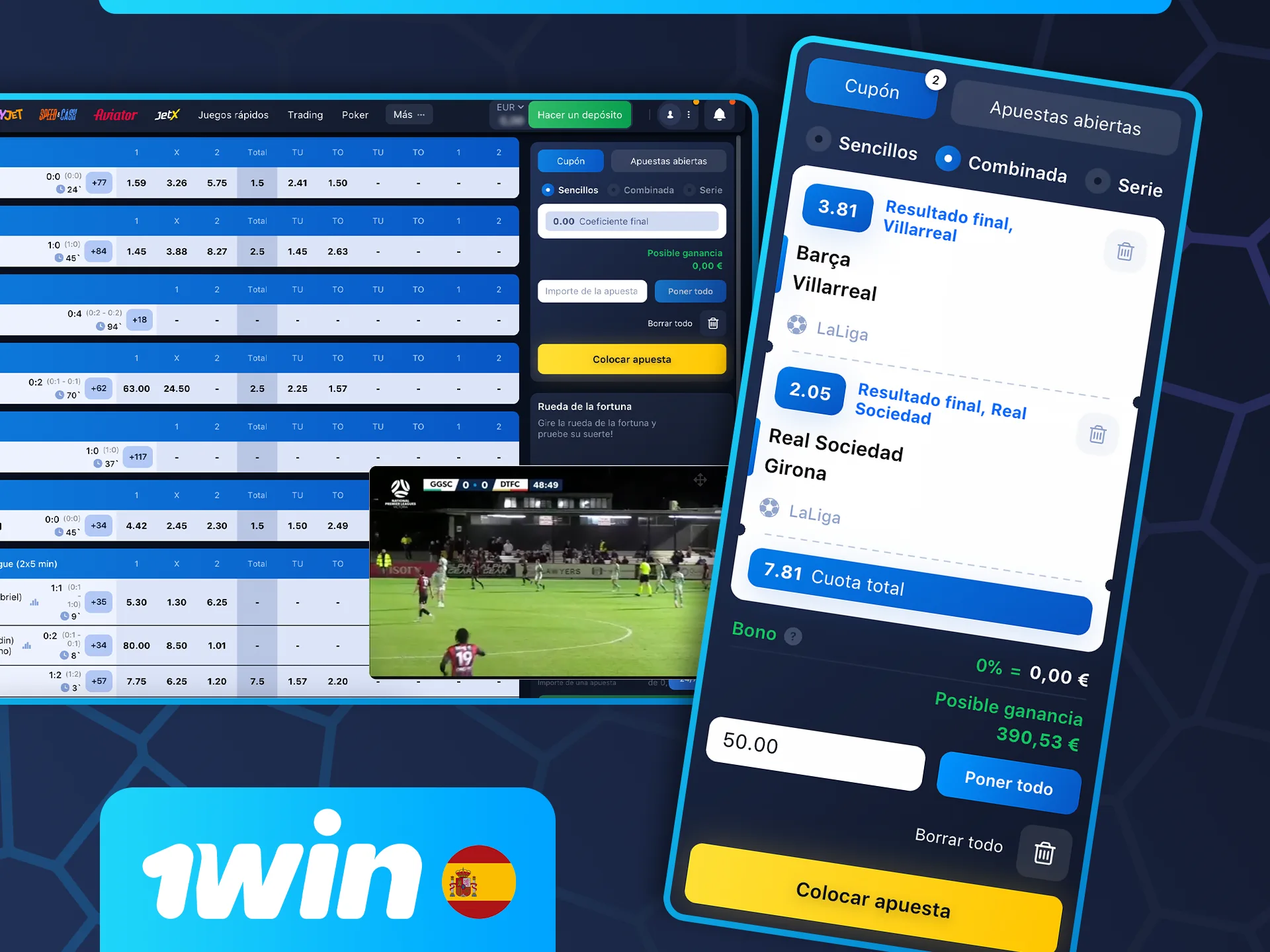 Combine varias apuestas individuales en una sola y gane más con 1win.