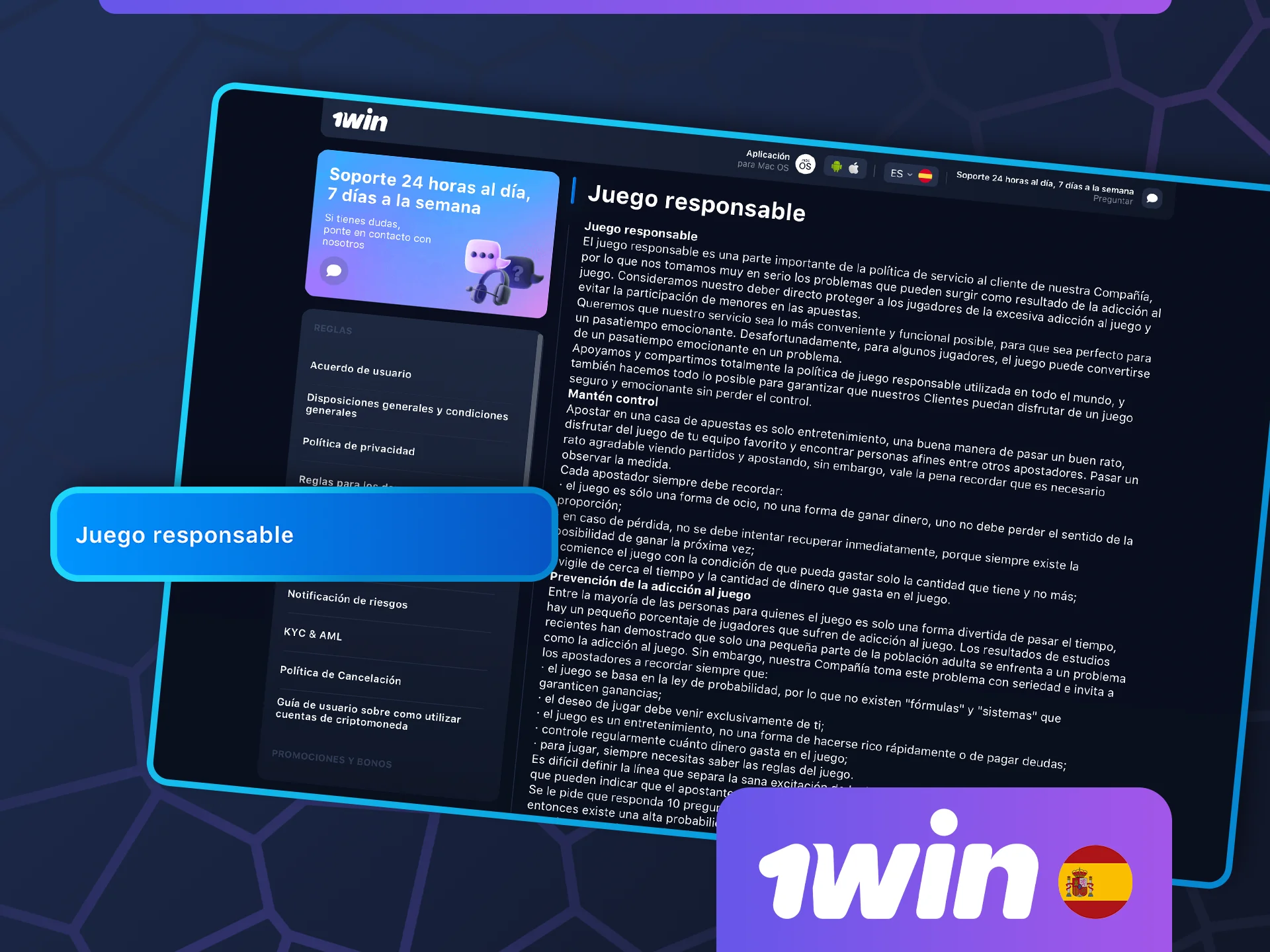 Realiza un seguimiento de tu actividad de juego en 1win y juega de forma responsable.