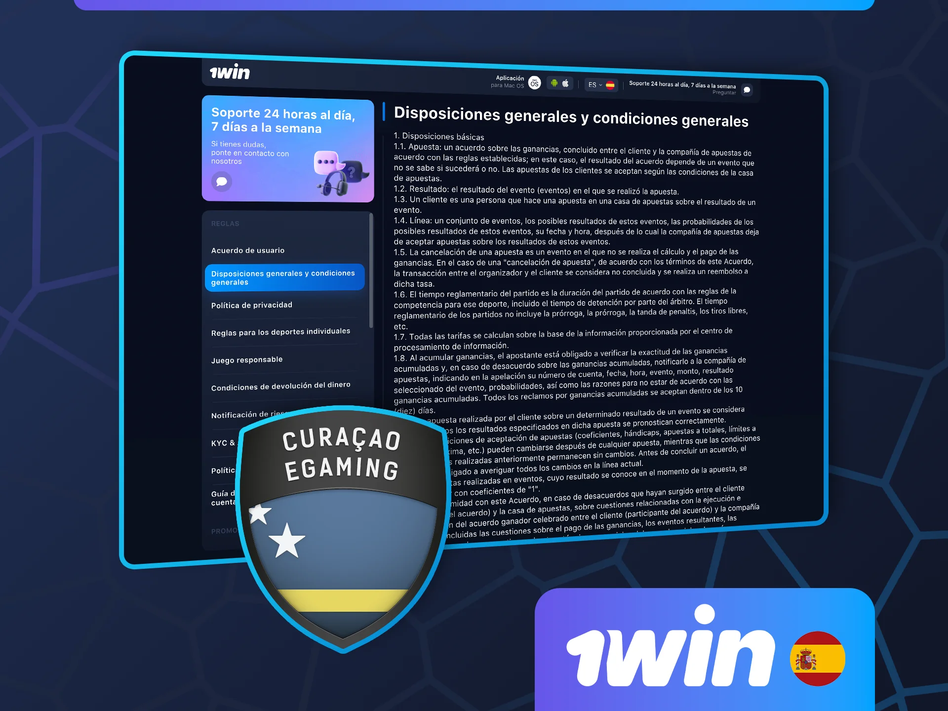 Lee sobre el cumplimiento de los requisitos normativos y la licencia oficial de 1win.