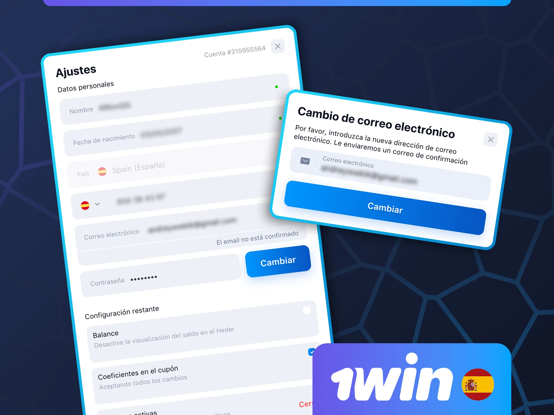 Verifica tu cuenta en 1win para convertirte en un cliente verificado.