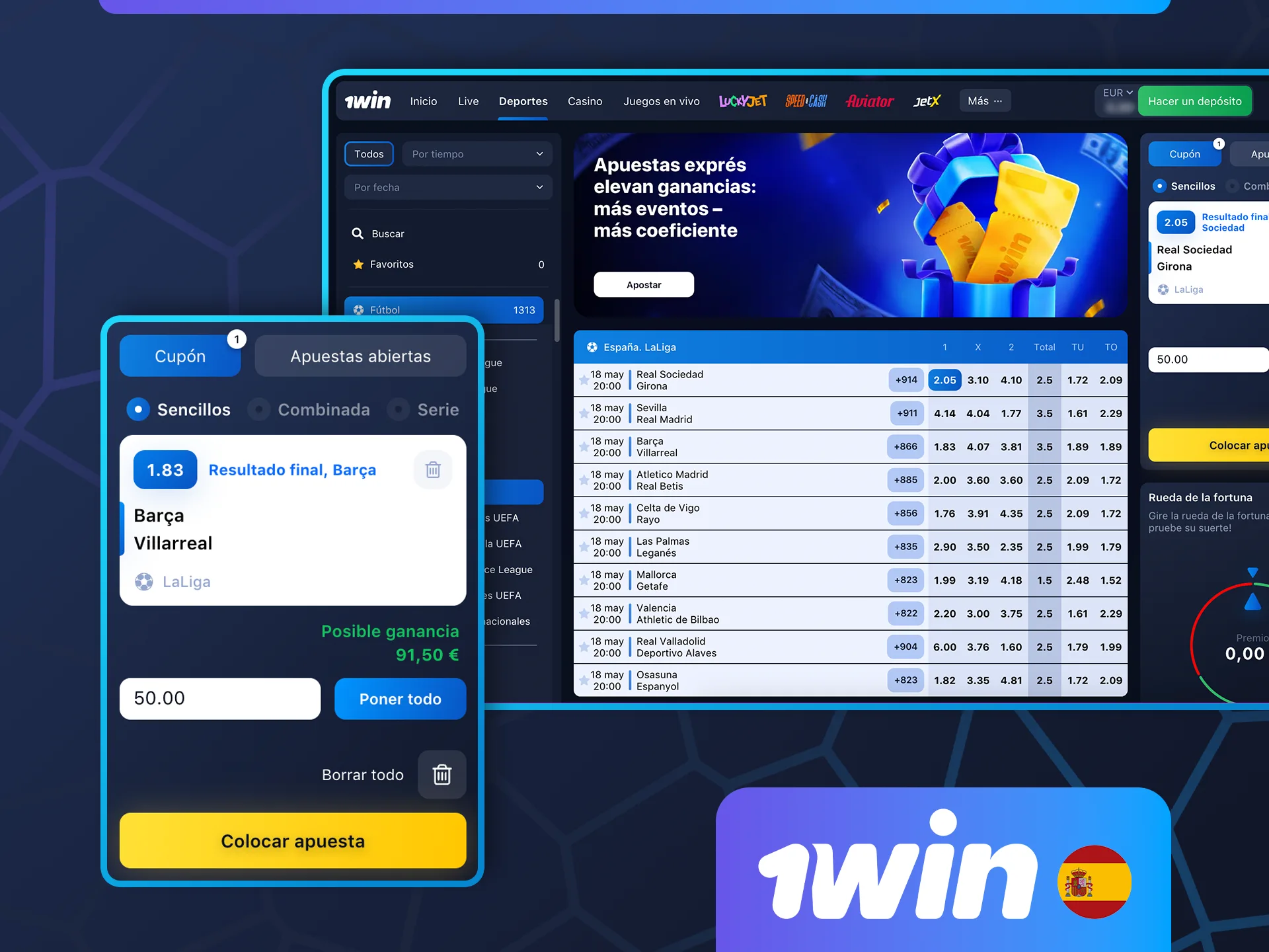 En 1win puedes apostar por qué equipo o jugador ganará.
