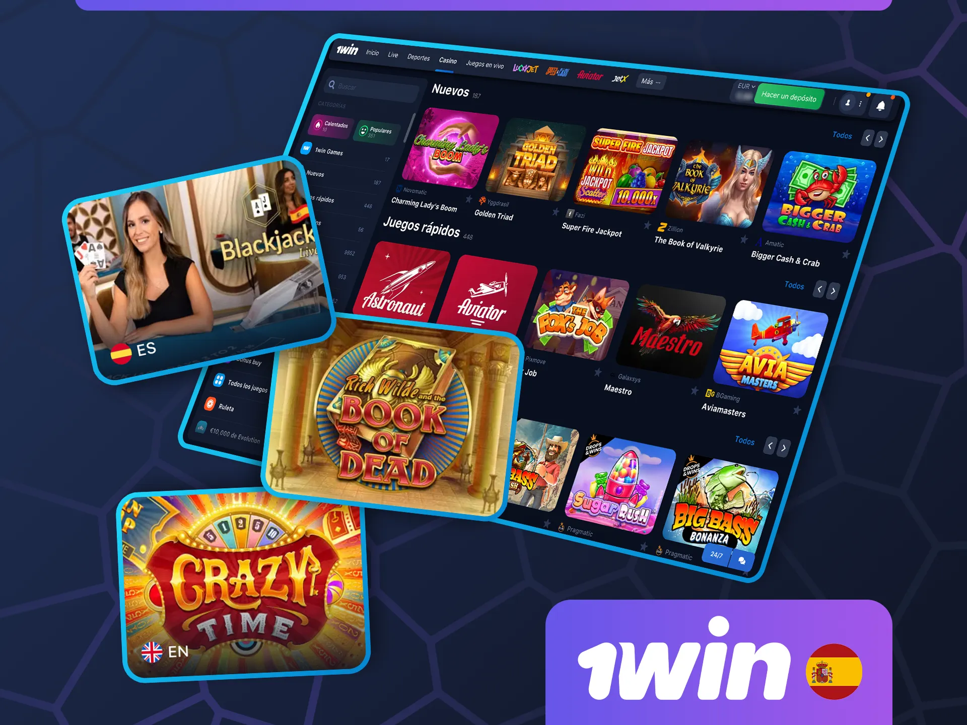 Juega a muchos juegos populares que ofrece el casino 1win.