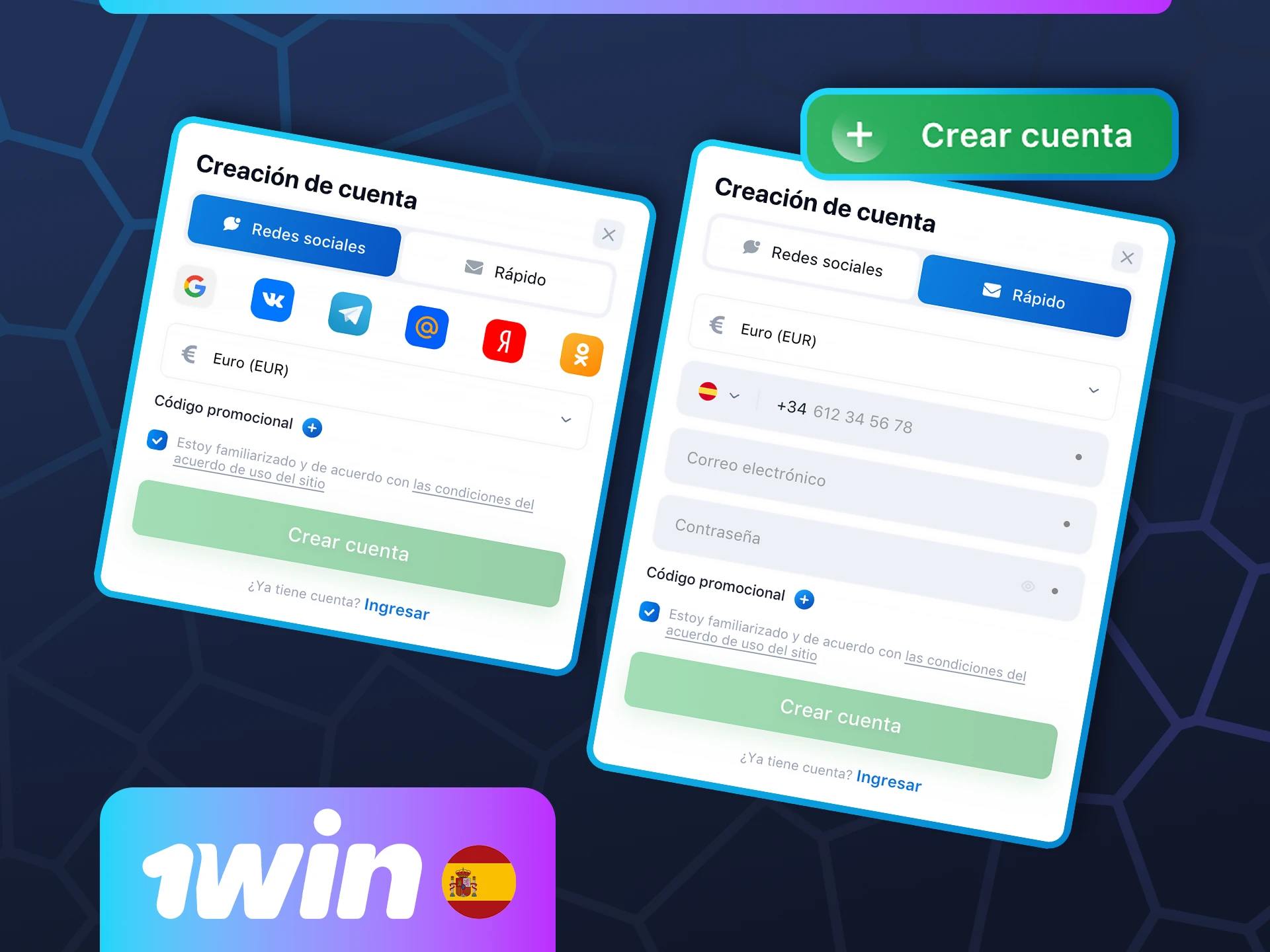 Descubre varias formas fáciles de registrarte en 1win.