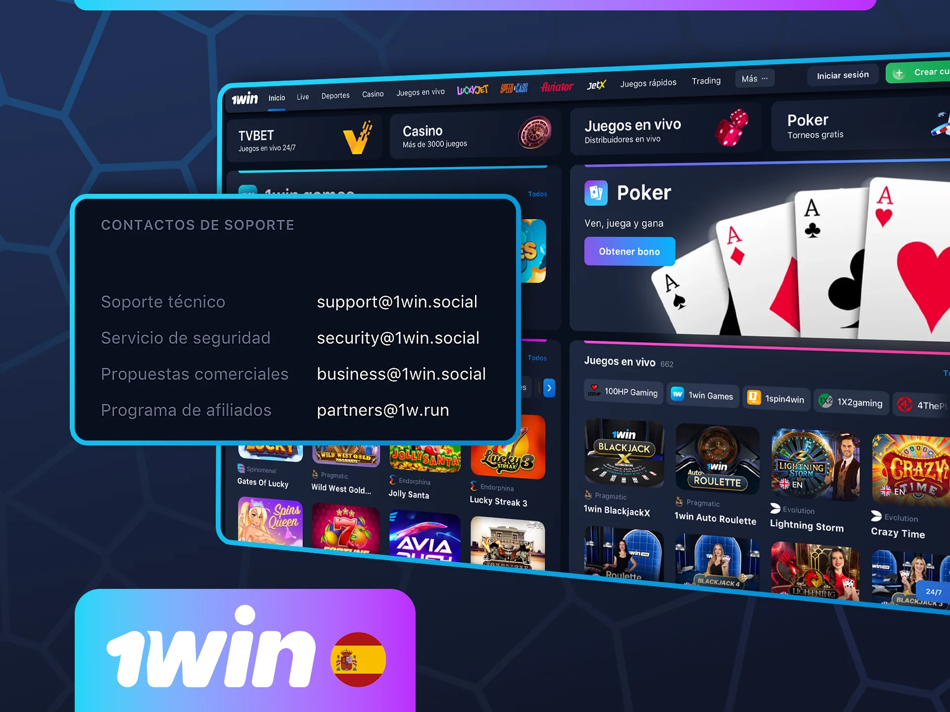 Si tienes alguna duda, puedes contactar con el servicio de atención al cliente de 1win por correo electrónico.