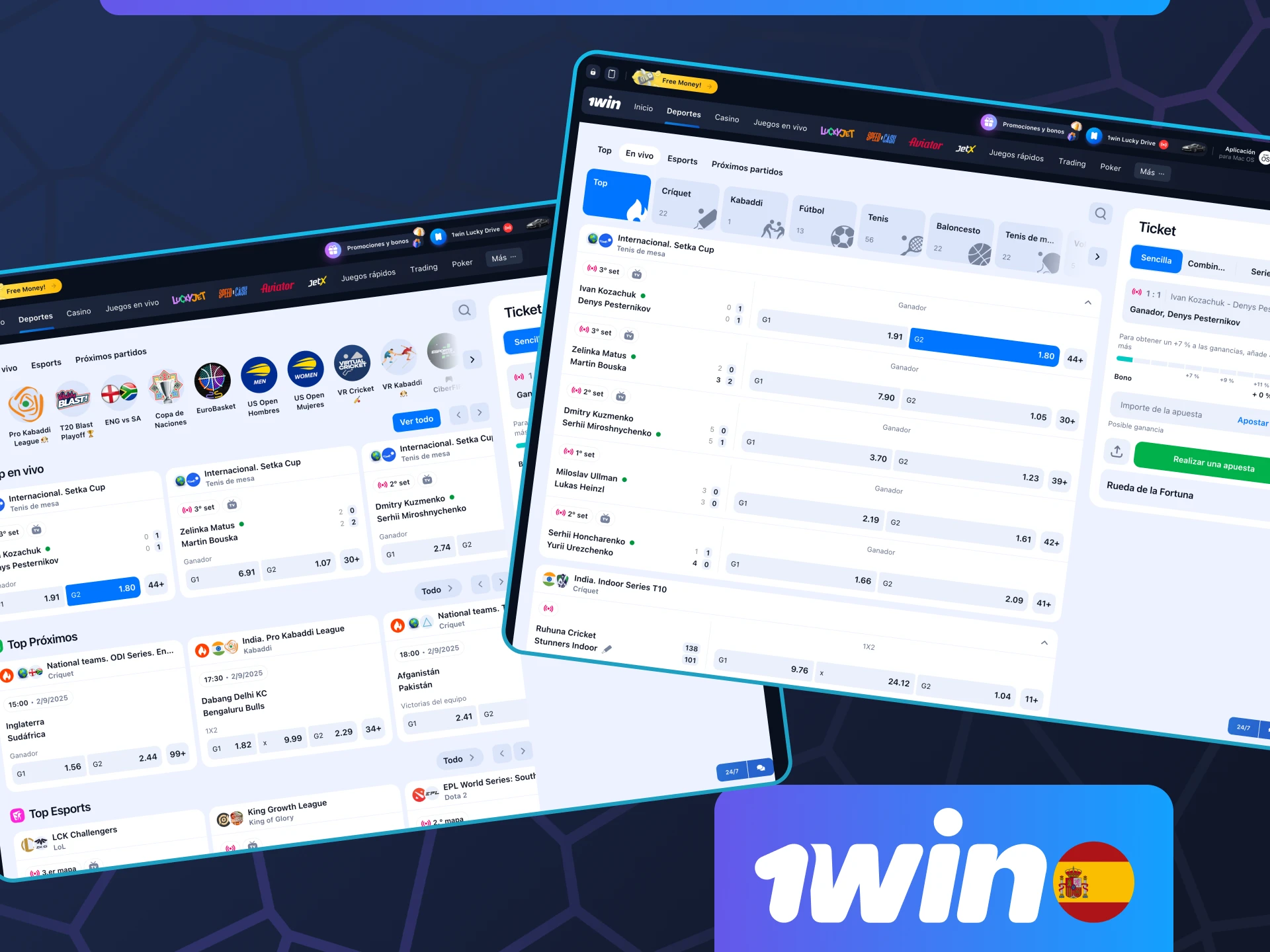 Realice apuestas deportivas en vivo en el casino 1win.